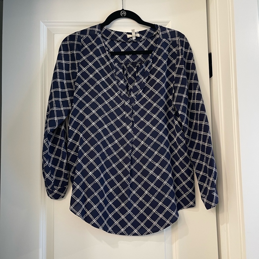 Joie Navy Patterned Blouse
